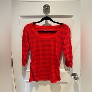 GAP Maternity Red Striped Square Neck Tee